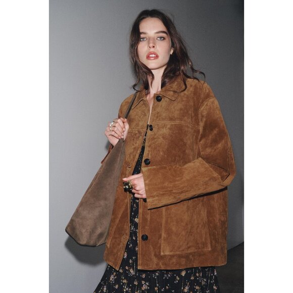 ZARA SUEDE LEATHER JACKET ZW COLLECTION LIMITED EDITION - Picture 1 of 6